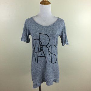 MADEWELL White Blue Pinstriped PARIS Print 100% Linen Loose Fit Long Shirt